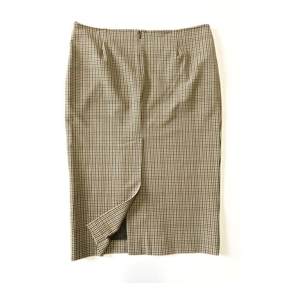 Miu Miu Pencil Midi Skirt Check Brown Black Size 44 IT US 8 - Picture 2 of 12